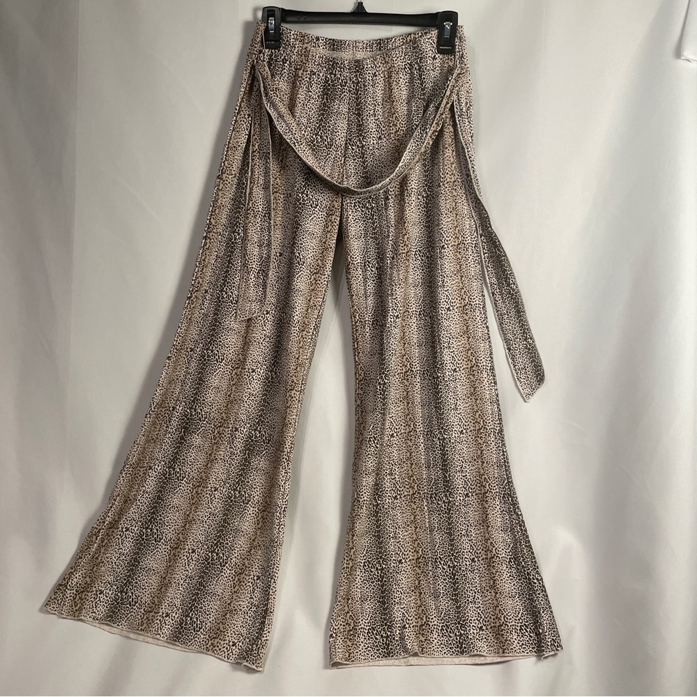 NWT CHASER Wide Leg Animal Print Tie Pants Cheetah Leopard Retro Boho Fest Small